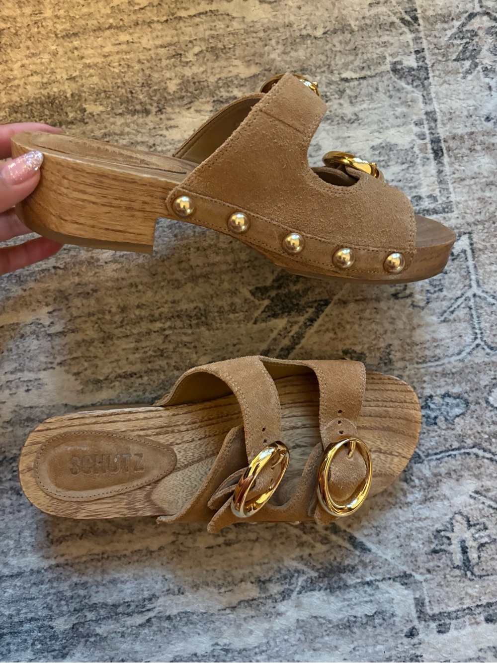 Schutz juno leather suede brown wood cottagecore sandal clogs size 6.5 NEW - Picture 11 of 13